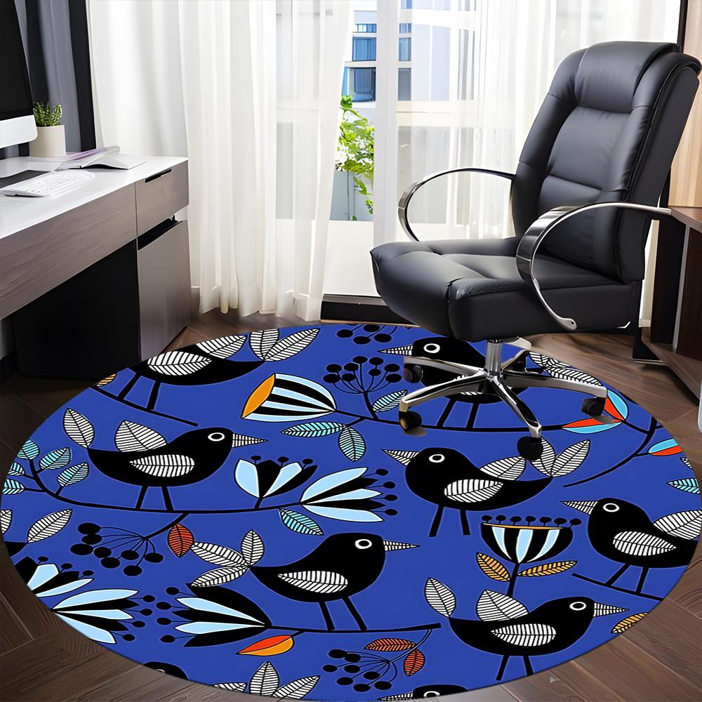 

1pc Birds, Floral Office Round Rug, Non-slip, Soft and Durable Office Rug for Interior Decoration, Perfect for Office, Beautiful Decoration yy26032402 80cm by 80cm