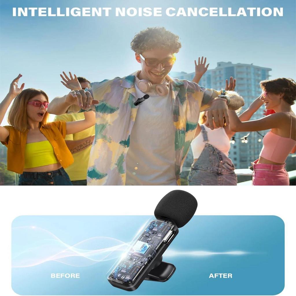 Lavalier Microphone Audio Video Recording 2.4G Wireless Mini Microphone for iPhone Android Phone for Live Broadcast Game Mic