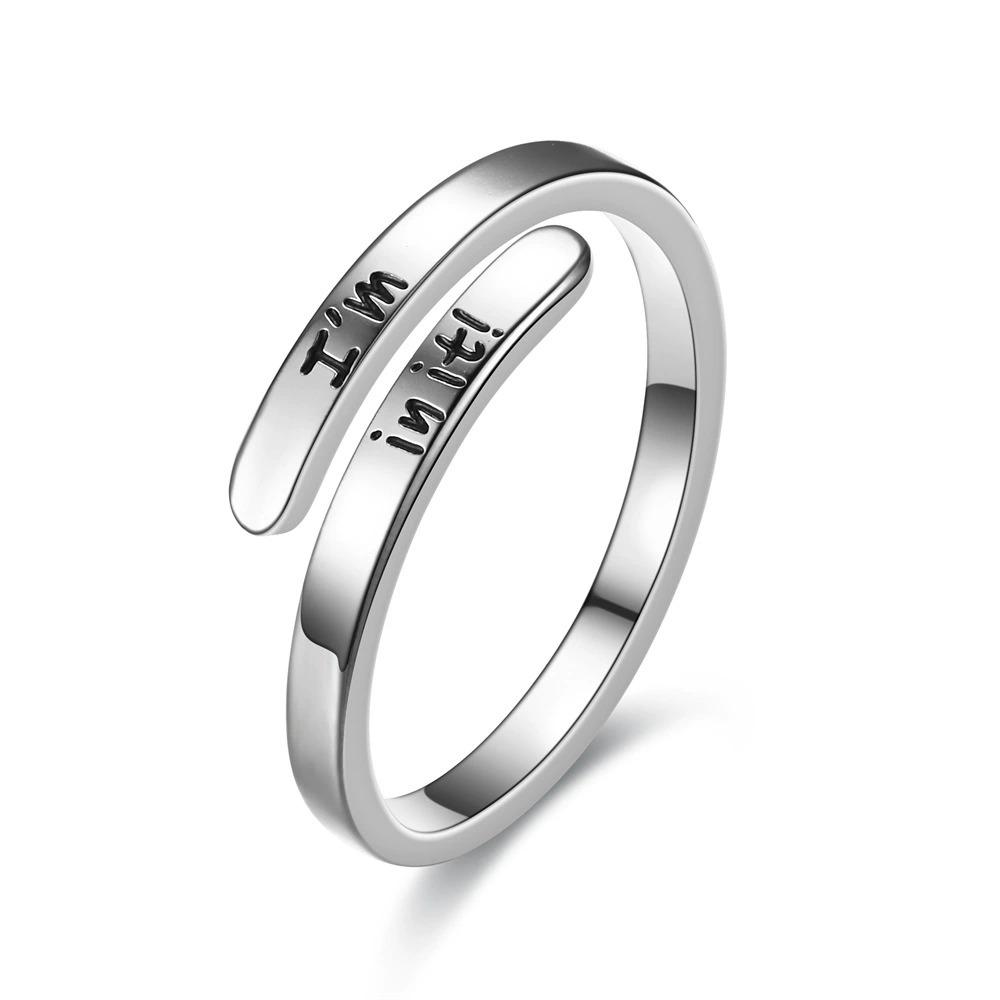 Simple Stainless Steel Ring  I Am Enough/I Am in It Wrap Ring Simple Stainless Steel Inspirational Ring