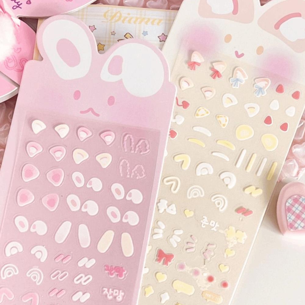 Kawaii DIY Decor Stickers PET Kids Toy Sticker Korean Rabbit Ear Blusher Sticker Gift