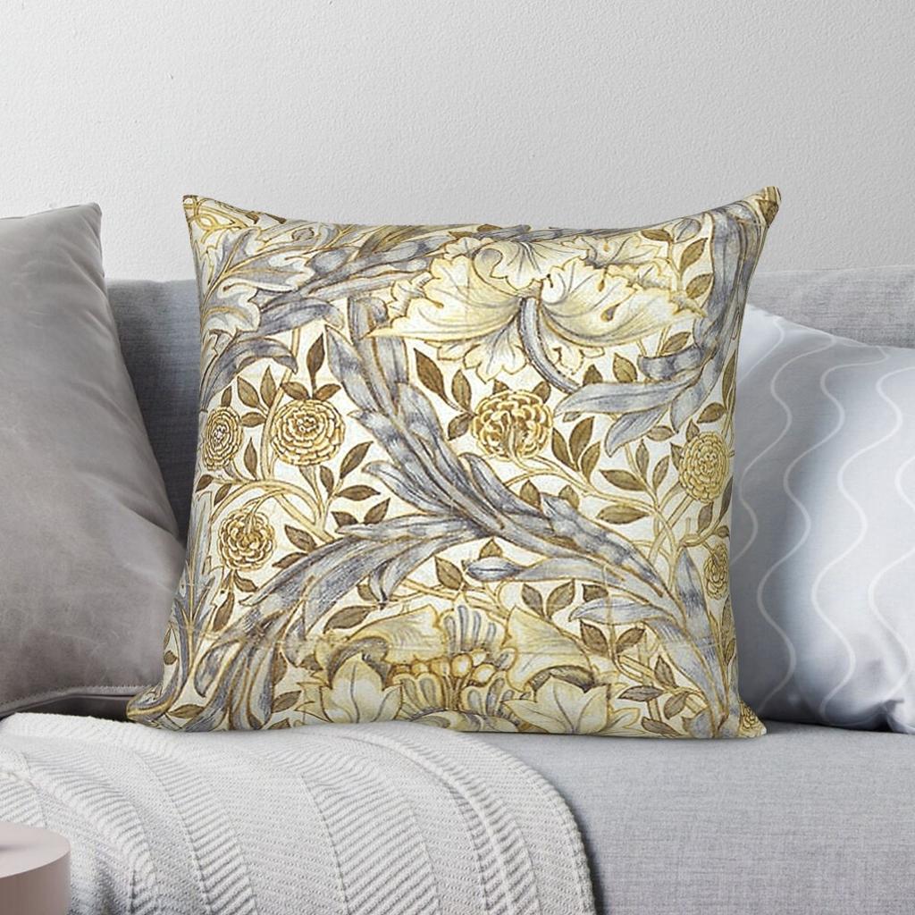 William Morris African Marigold Square Pillowcase Polyester Linen Velvet Creative Zip Decorative Throw Pillow Room Cushion Cover