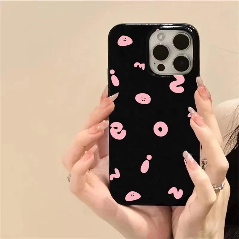 Simple Pink English Pattern Black Phone Case For iPhone 17 16E 16 15 Pro Max 14 13 12 11 Pro X XR XS 7 8 Plus Soft Back Cover