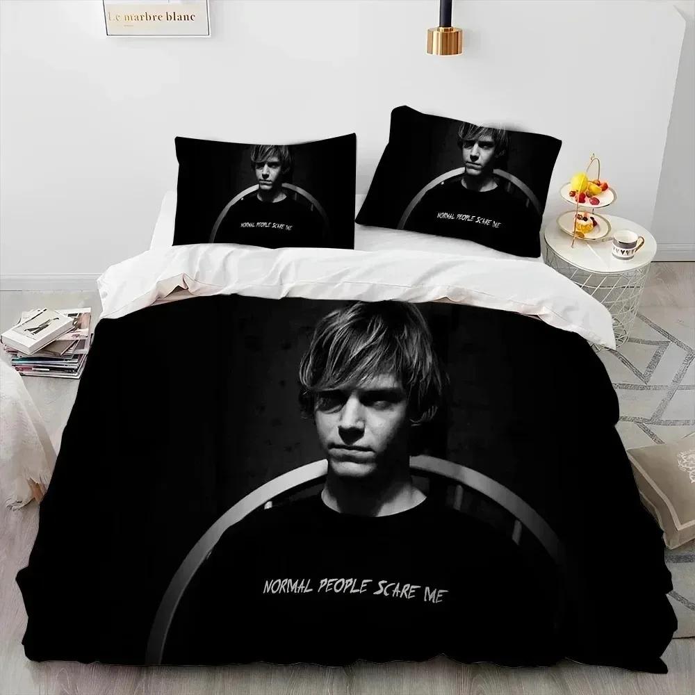 Cute Evan Peters Movie TV Actor Comfortable Duvet Quilt Cover Pillowcase Bedding Set Children Bedroom Decoration Home Textile