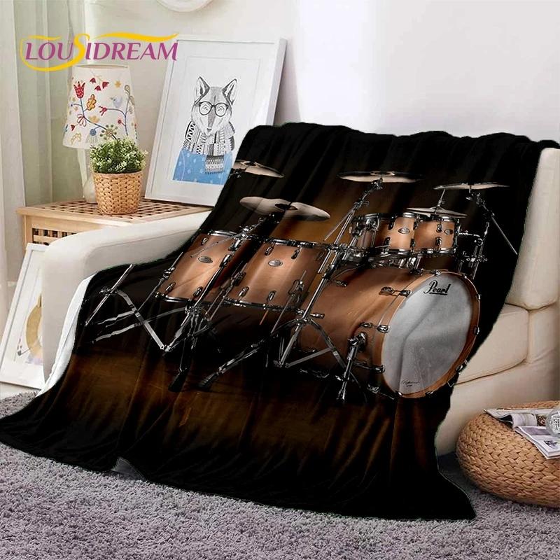 D Drum Set Throw Blanket Music Theme Soft Warm Blanket for Bed Sofa Bedroom Picnic Home Textile Decor