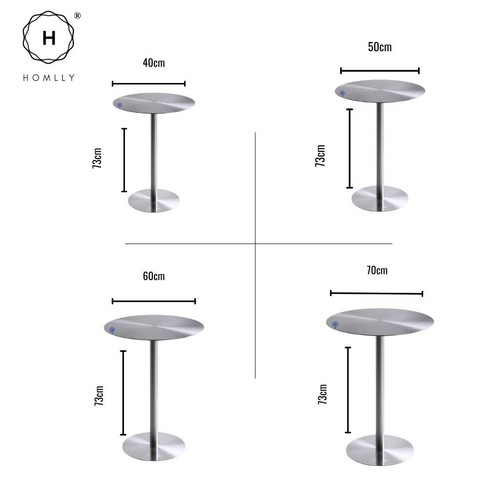 Homlly Tonii Stainless Steel Round Slim Table (40-70cm Diameter)