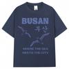 T-shirts Graphiques Mouette de Busan Style Coréen Hommes Femmes Harajuku Mode Vintage Années 90 T-shirt Coton Surdimensionné Décontracté T-shirt Cadeaux