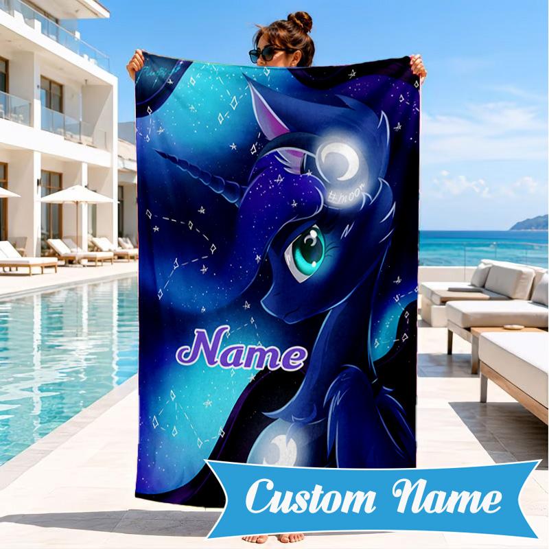 Custom Name Mythic Unicorn Dreams Beach Towel Microfiber Beach Towel, Lightweight and Quick-Dry, for Summer Travel, Swimming Pool Gift