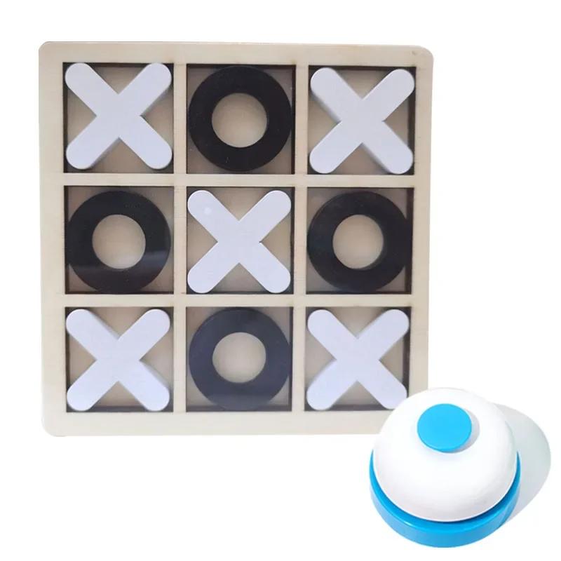 2pc Montessori Wooden Toy Mini Chess Play Game Jigsaw Board Games Early Educational Interaction Toys for Kids Party Battle Games
