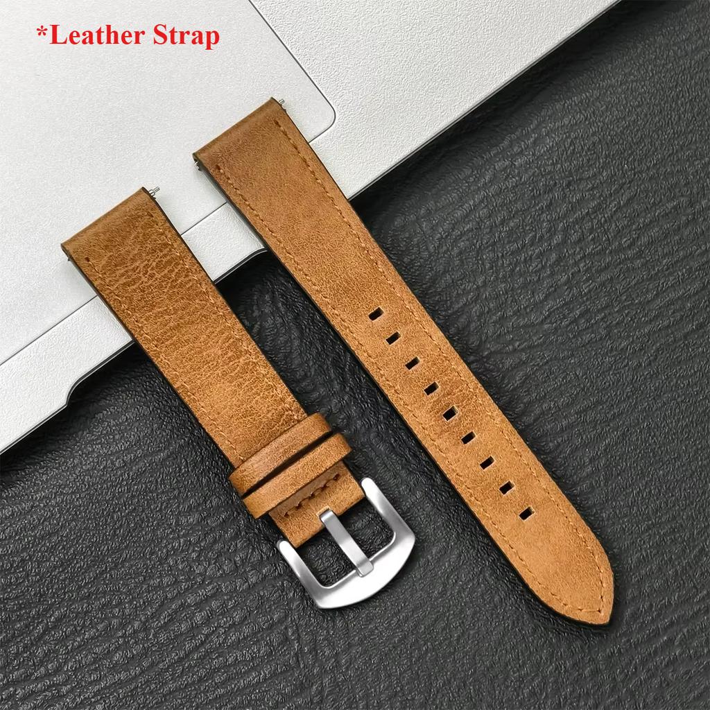 20mm 22mm Leather Strap for Samsung Galaxy Watch 7 6 5 4 40 44mm Gear Band Vintage Bracelet for Xiaomi Redmi Watch 5 Lite/Active