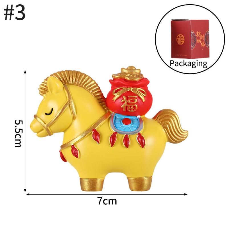 2026 New Year Resin Pony Decoration Ornament Mini Car Desktop Ornament New Year Birthday Blessing Gift Spring Festival Crafts