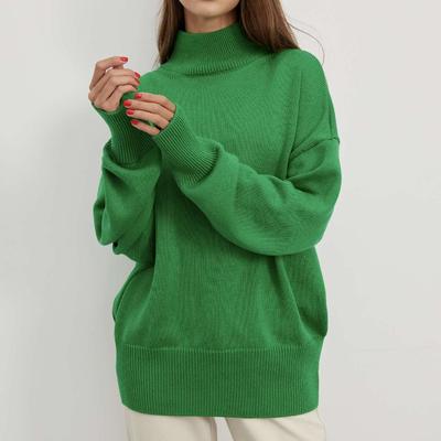 Suéter feminino de gola alta básico macio vermelho manga comprida pulôver clássico sólido vintage inverno gola alta para mulheres