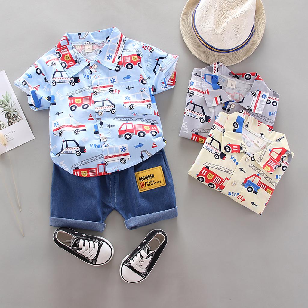 1-4Years Infant Baby Boys Clothes Set Cartoon T-shirt Tops+Shorts Summer Outfits