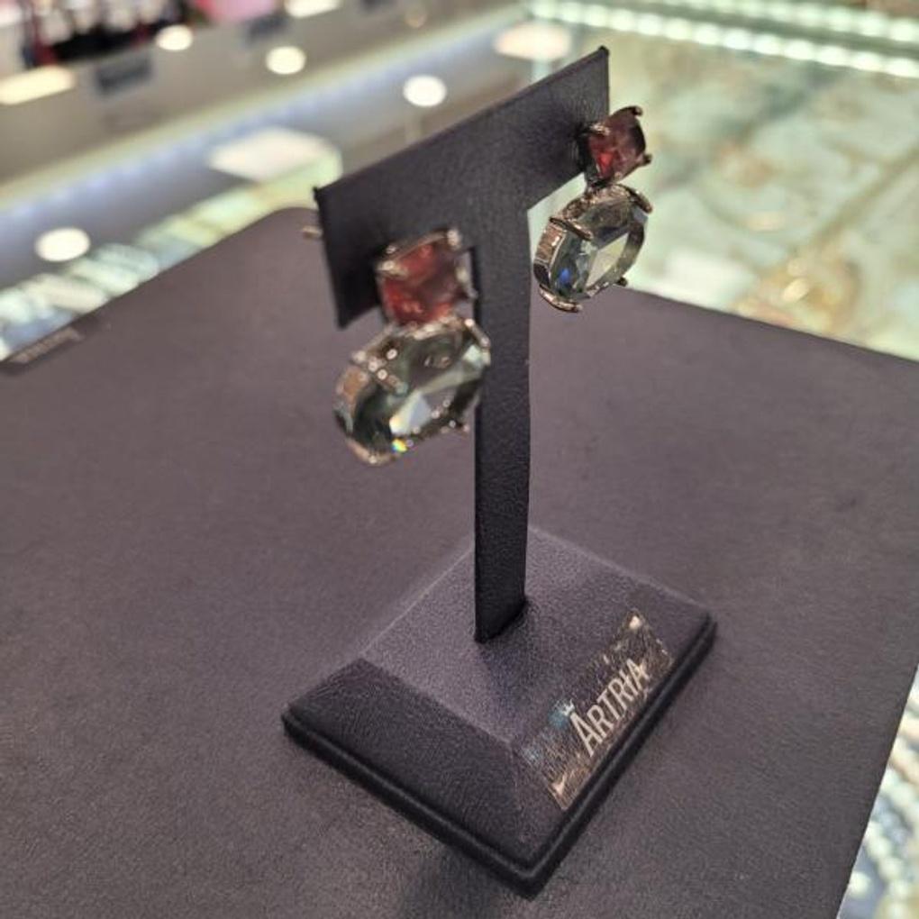 ARTRIA Quadrat Kreis Glas Tropfen Kristall Ohrringe CHAERCR0005MBF