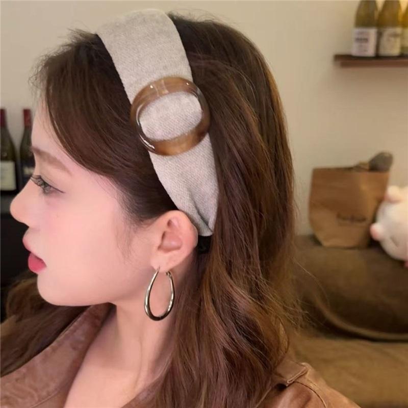 

Retro Tortoiseshell Wide Headband Maillard Color Round High Cranial Top Fashion Daily Hair Hoop