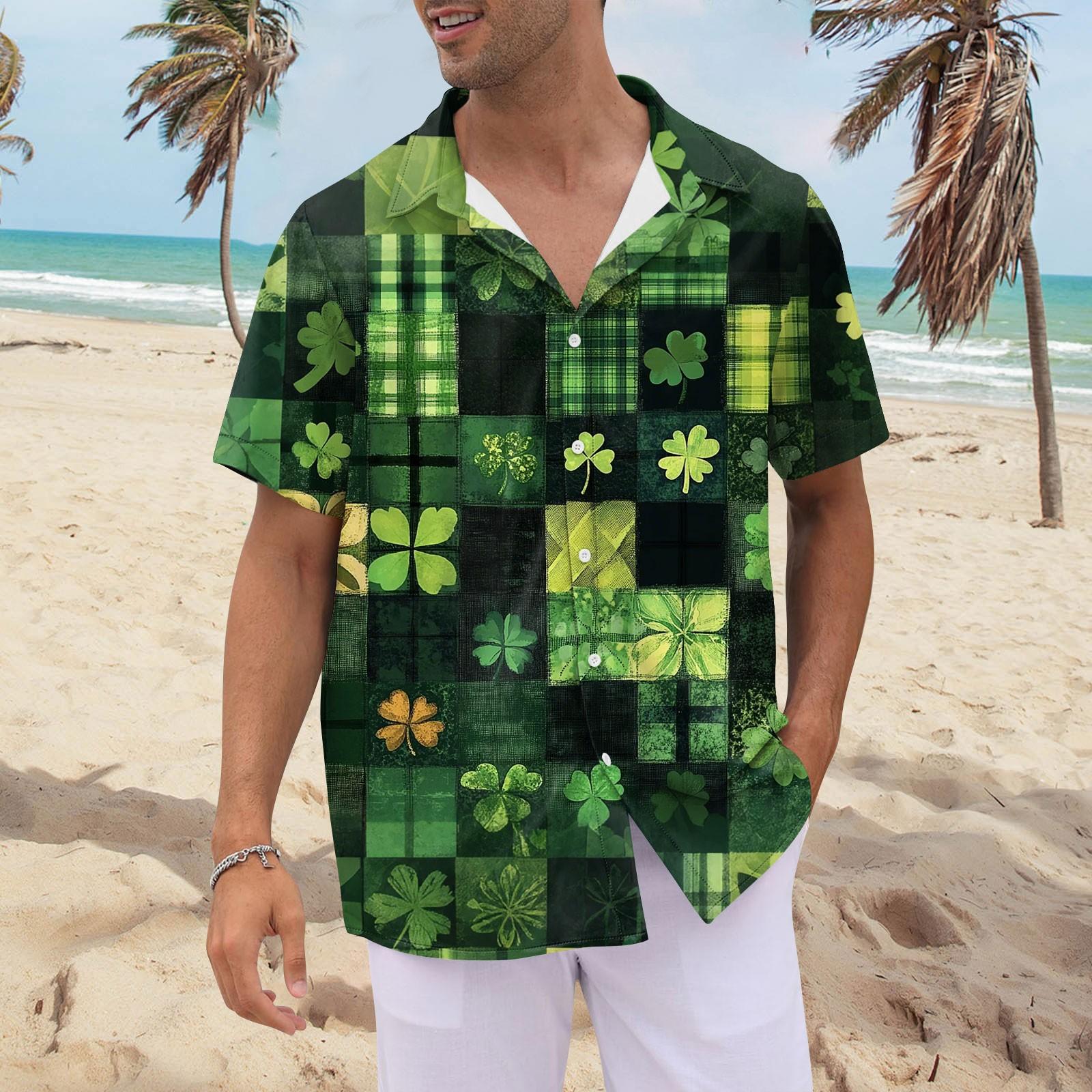 

Рубашка для мужчин, мужские винтажные рубашки для боулинга на пуговицах, летняя пляжная рубашка с коротким рукавом L армия зеленый