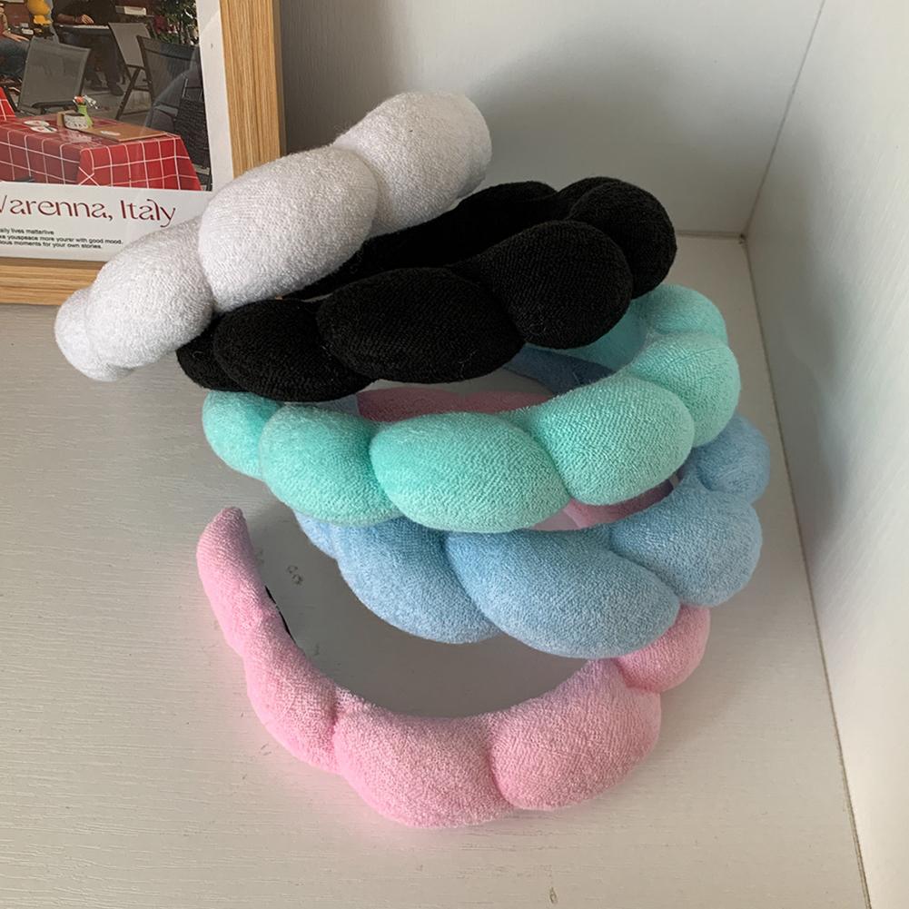 Spa Headband For Women Sponge Headband Face Washing Cute Cloud Thick Hairband For Shower Makeup Skincare