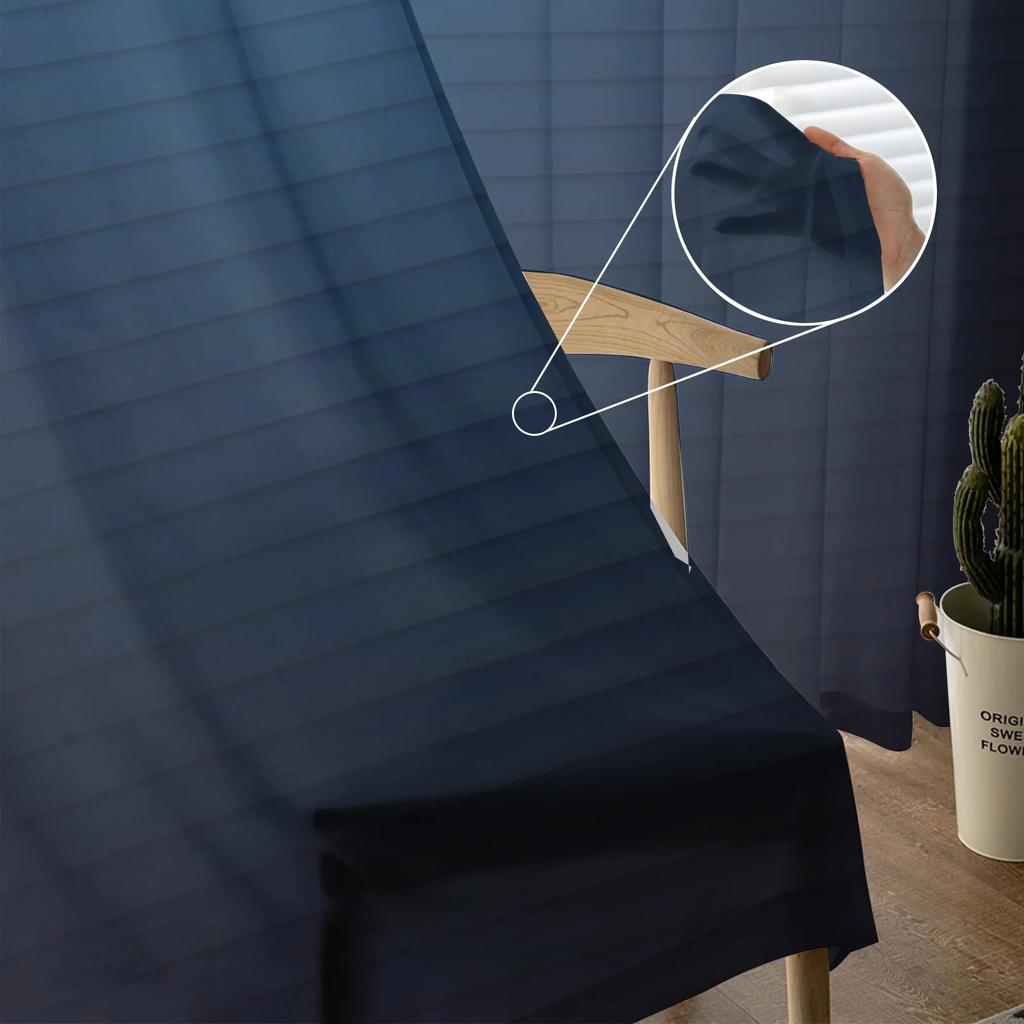 Tüllvorhänge für den Innenbereich, blaue Linien, Farbverlauf, Mädchenschlafzimmer, exquisiter Voile-Vorhang, Wohnzimmer, Küche, Chiffonstoffvorhänge