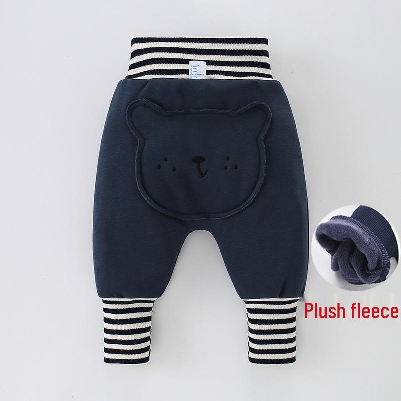 Baby Plush High-Waist Warm Pants for Boys and Girls - Autumn and Winter Belly Protection