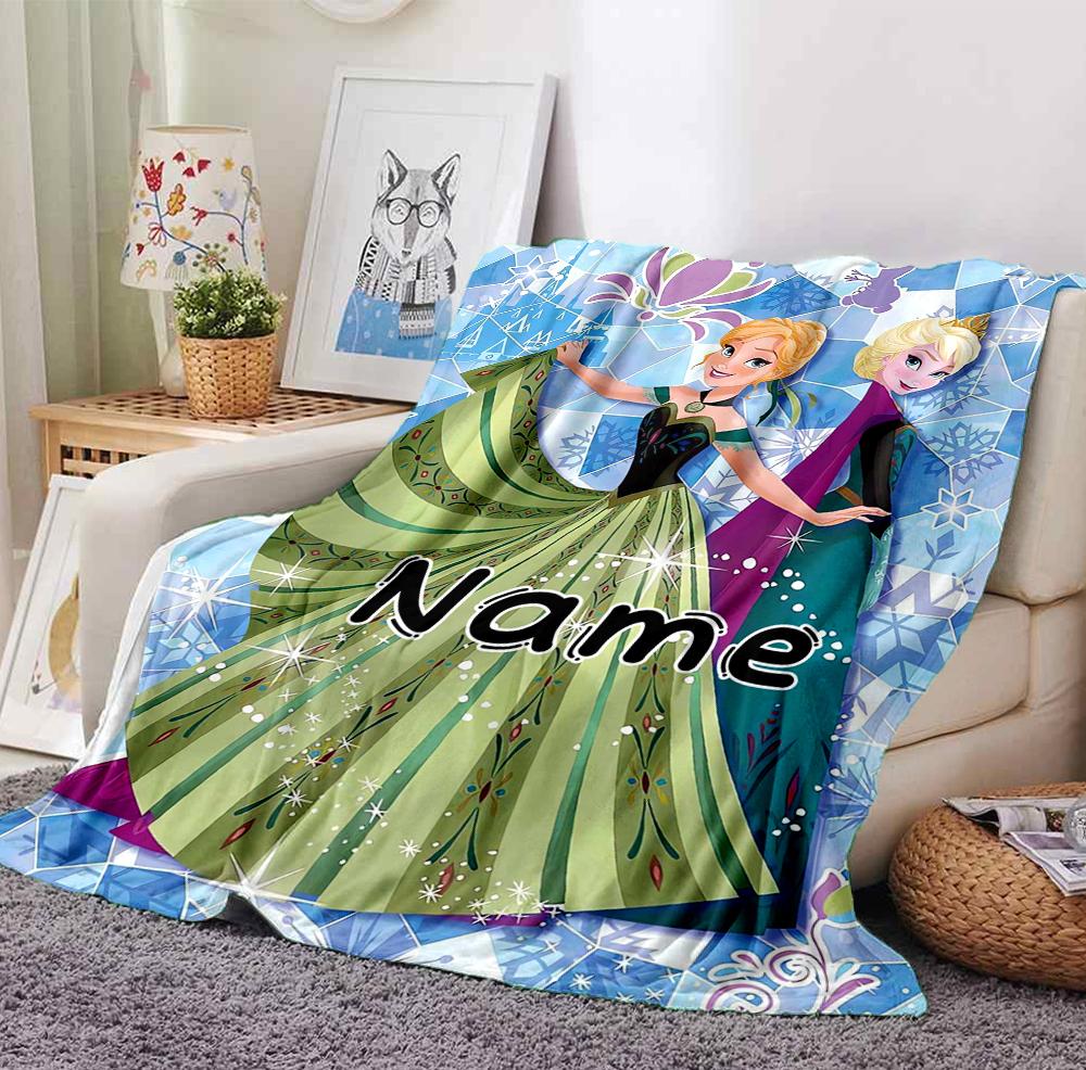 Custom Name Frozen Friendship Flannel Blanket Throw Blanket Soft Warm Sofa Bed home Decor Unique Gift