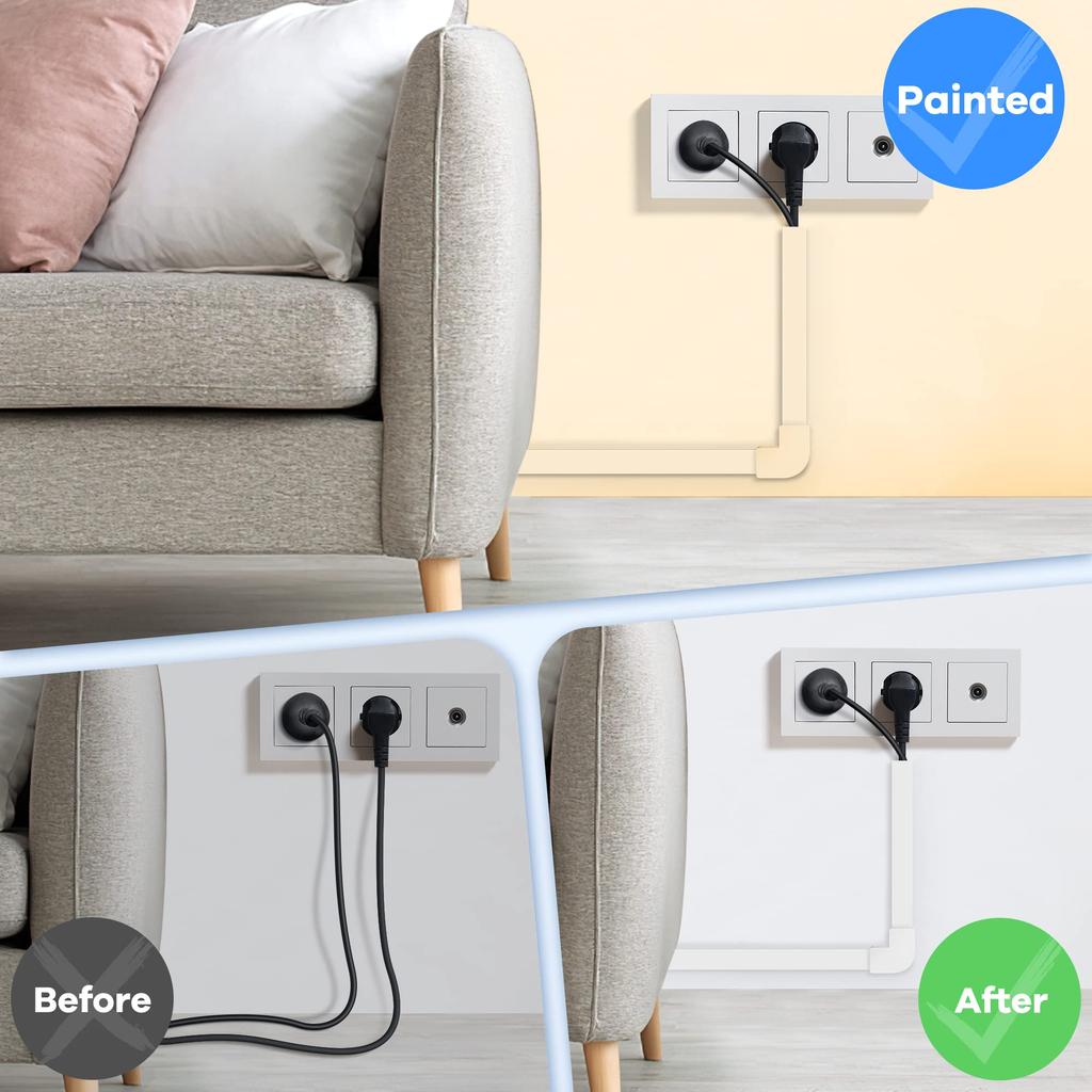 ZhiYo Kabelkanäle 40cm x 8 Wandkabelkanal zum Überstreichen Kabelkanal Wandkabelmanagement Kabelschutz mit Weiß 2,4cm (Breite) 1,4 cm (Höhe) (Länge)