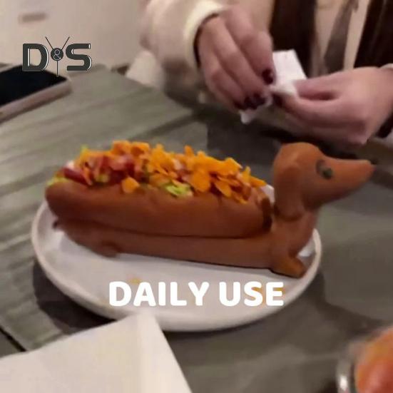 Bandeja para Dachshund em forma de cachorrinho fofo Cachorro-quente Sushi Prato de servir Lanche Prato de servir Comida cozida Prato Presentes para amantes de Dachshund