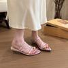 Women's Summer Wear Niche Pointed Toe New Thin Strap Flip Slippers Wedge Open Toe Beach Shoes Roman Sandals