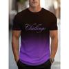 Men's Gradient Art T-shirt 3D Digital Design, Round Neck, Short Sleeves
