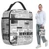 Vintage Zeitung Isoliert Lunchtasche für Kinder Schule Kühltasche Thermisch Lebensmittelbox Tragbar Lunchboxen Behälter