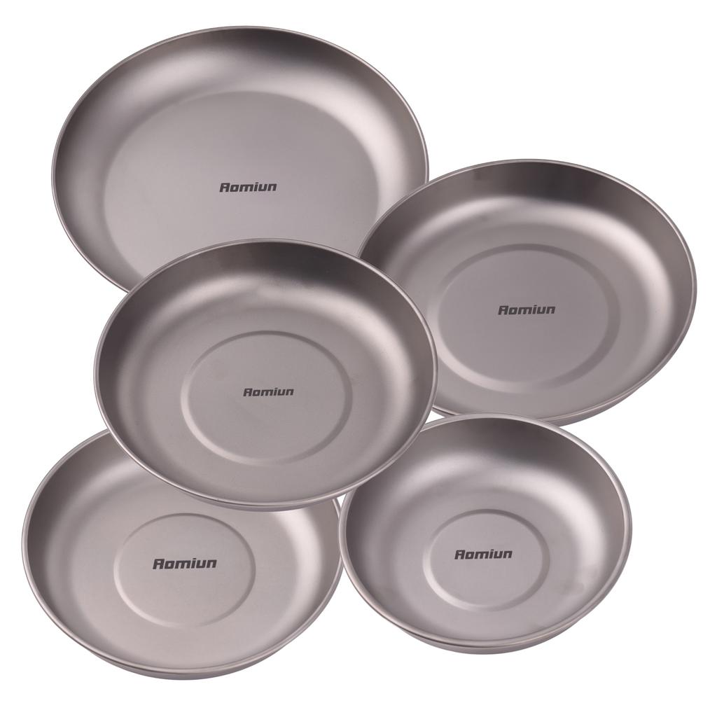 5 szt. Tytanowy talerz kempingowy Lekki okrągły zestaw naczyń do obiadu Składane talerze do serwowania na backpacking