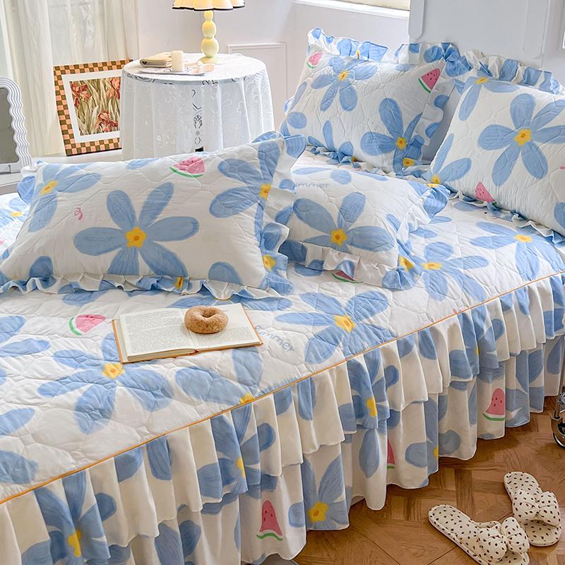 Набор стеганых хлопковых наволочек на молнии с оборкой (Набор из 2) - Плотный, Одноразовый, Машинная стирка 48cm x 74cm