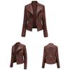 Stylish Women Faux Leather Moto Jacket Retro Lacing Detail PU Biker Coat Casual Zip Up Outerwear Slim Fit Short Classic Plus Size S-4XL