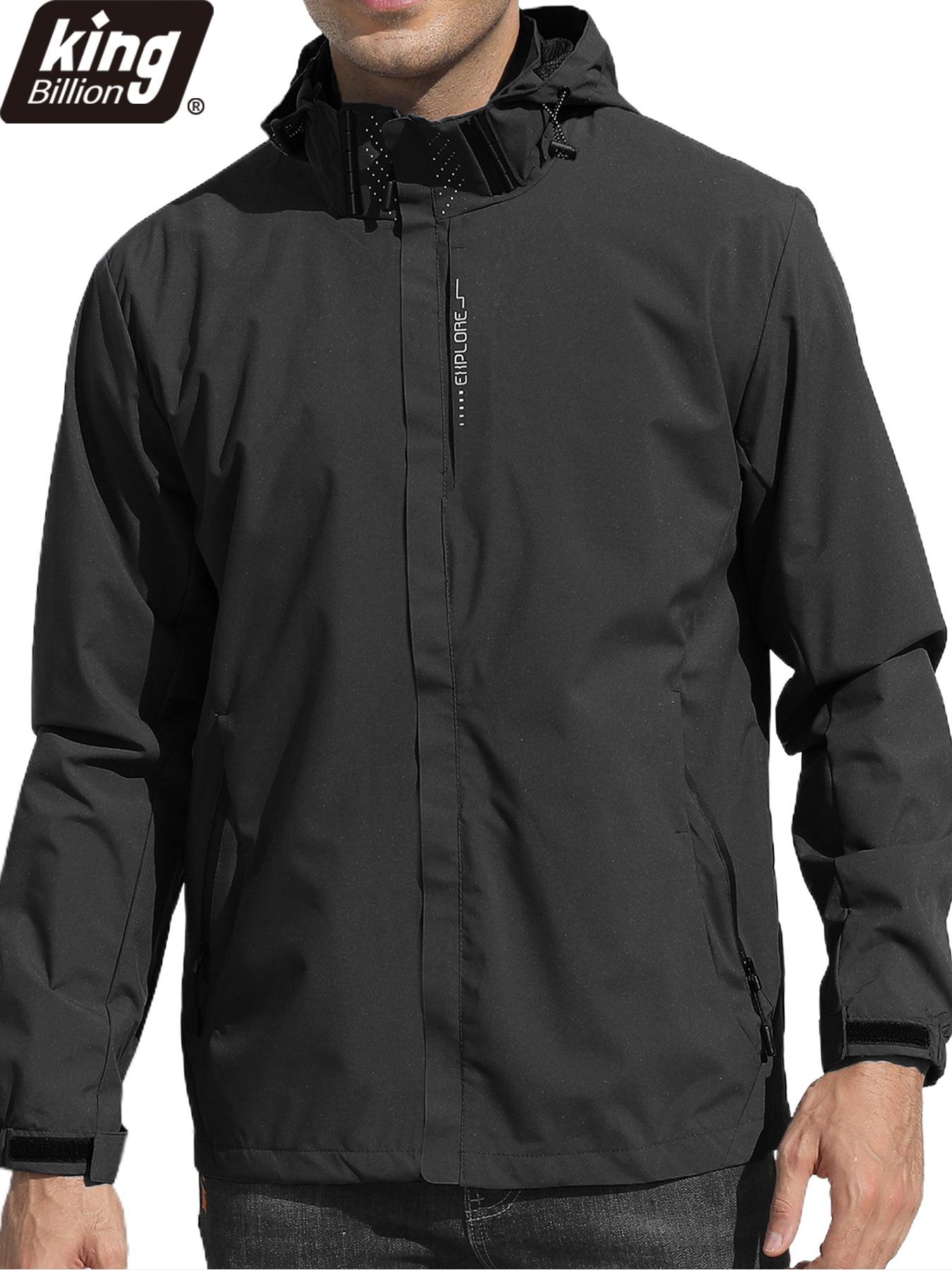 

Мужская водонепроницаемая и ветрозащитная куртка с капюшоном, легкий уличный дождевик с регулируемым капюшоном для пеших походов, альпинизма, путешествий и повседневной носки. XXXL чёрный