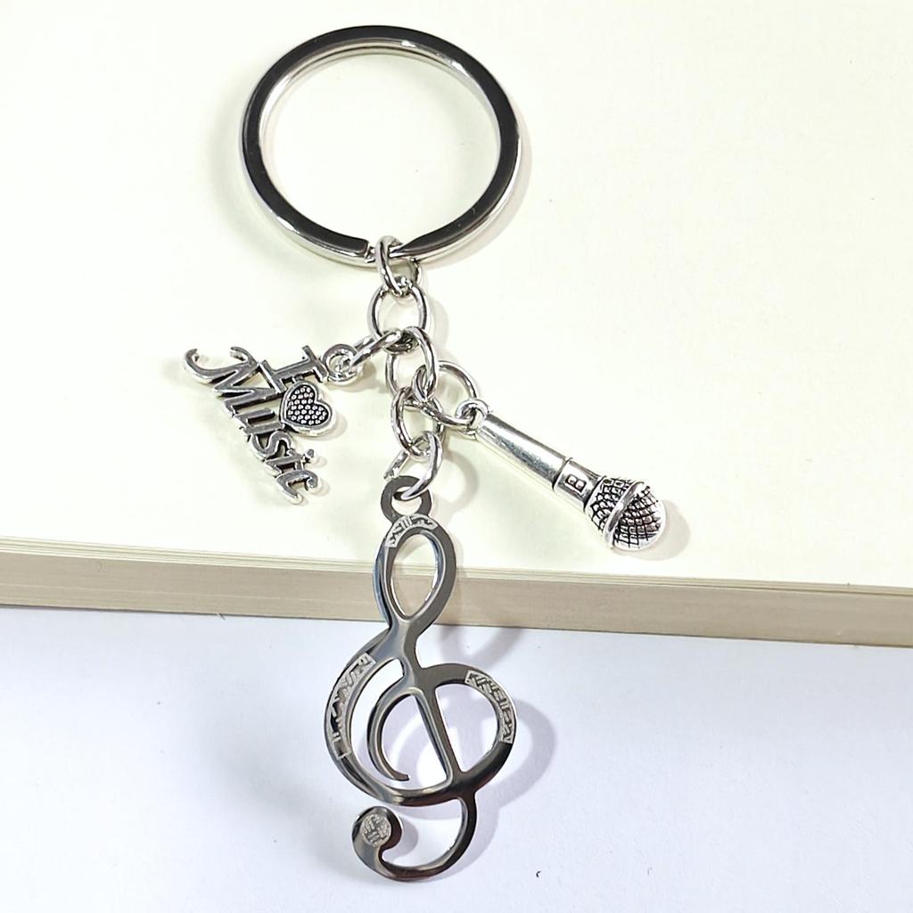 Stainless Steel Musical Note Keychain Pendant