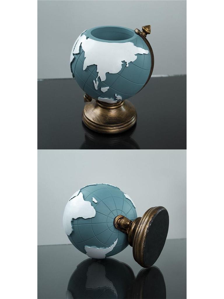 European Retro Globe Pen Holder - Room & Office Decor, Desktop Storage, Student Gift