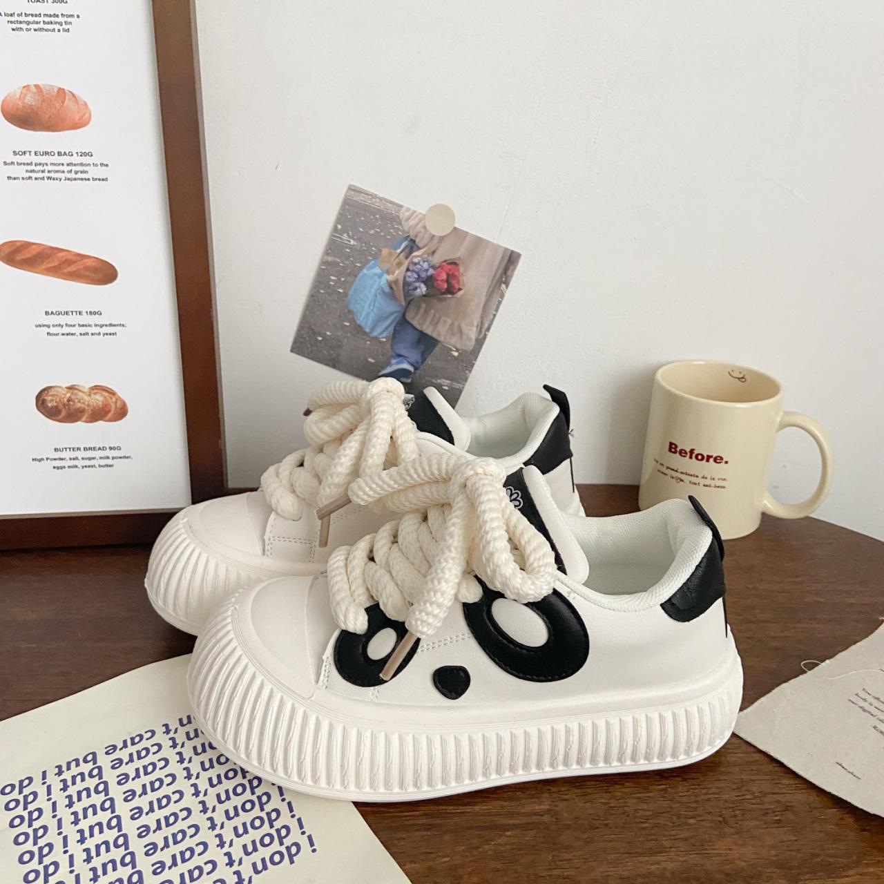 

2025 new platform casual shoes board shoes women s black and white panda little white shoes board shoes women ins student tide shoes soft sole 35 белый