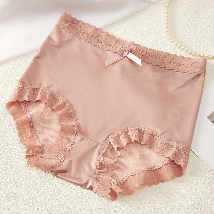 Velká velikost Dámské Letní Nový styl Sexy Průsvitné Krajkové Bez otlaků Ledové hedvábí Zvedající břicho Bokový balíček Boky Vysoký pas Trojúhelníkové kalhotky