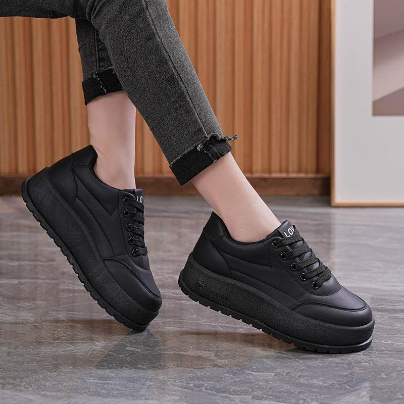 Frühlings Damen Weiße Koreanischer Stil Lässige Sneaker - Trendige Dicksohlige Höhenverstärkende Brotschuhe