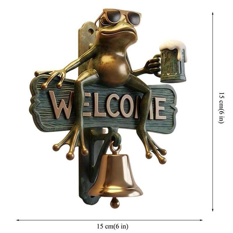 1 Pc Chill Frog Welcome Doorbell Hand-Painted Beer-Drinking Frog with Sunglasses Outdoor Garden Decorative Doorbell