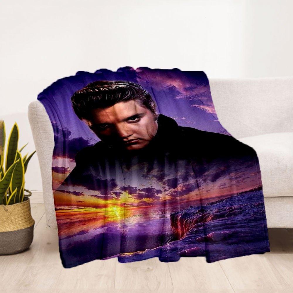 "Elvis Presley Sunset Beach Handyhülle Abdeckung" Flanell-Kuscheldecke für Sofa, Bett, Reise, Camping, Büro, Couch, Stuhl Und Bett Geschenk