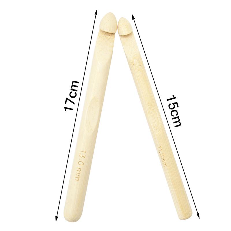 1Pair Big Wood Crochet Hook 11Mm 13Mm Weaving Needle Wooden Knitting Hooks