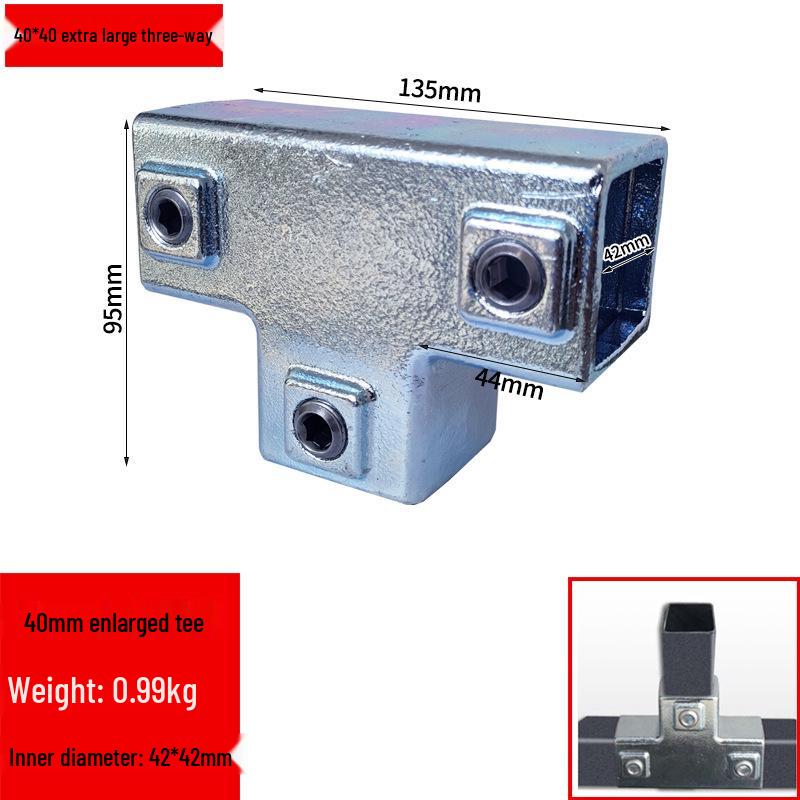 Conector de Tubo Cuadrado de Hierro Galvanizado 40x40 - Base de Unión en T para Barandilla sin Soldadura