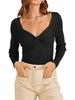 Autumn Winter Women's Cross Front Long Sleeve Elegant Knit Sweater Luxurious Relaxed-fit Slimming and Versatile Top