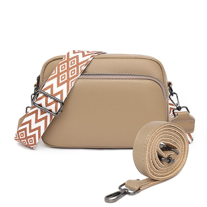 Fashionable Genuine Leather Single-shoulder Bag with Lychee Pattern and Crossbody Small Square Bag