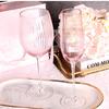 Nordic Pink Lead-Free Crystal Wine Glasses Large Capacity Vertical Stripes Goblet Champagne Cup for Household Barware Set