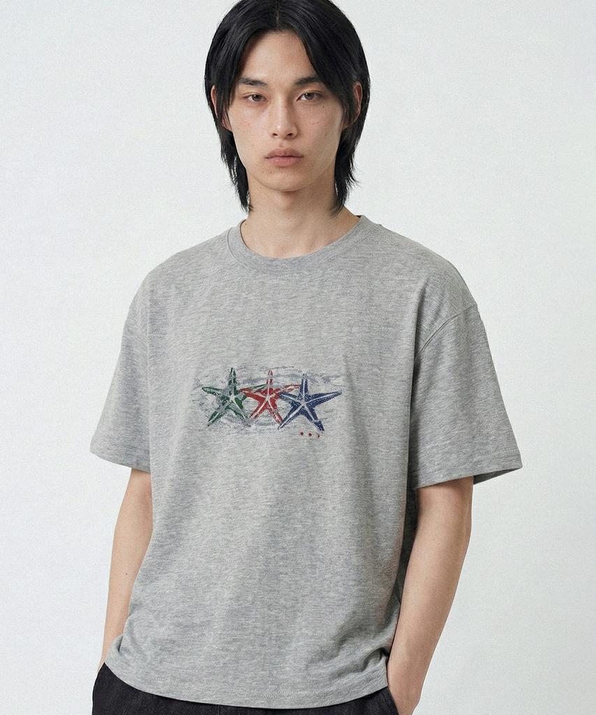 Odeupeol Starfish Crop T-Shirt(Gray)