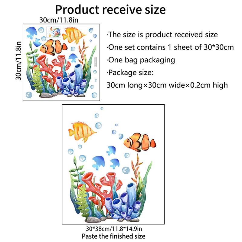 1Pc Seabed Animals Toilet Sticker Wc Self Adhesive Paintings Removable Bathroom Decal Decorative Room Decor Wall Stickers