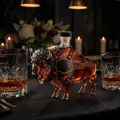 Artistic Cattle Sculpture Decanter Whiskey Decanter, 3D Sculpture, Glass Decorative High-end Business Gift Bottle Liquor Container, for Home Bar Decor