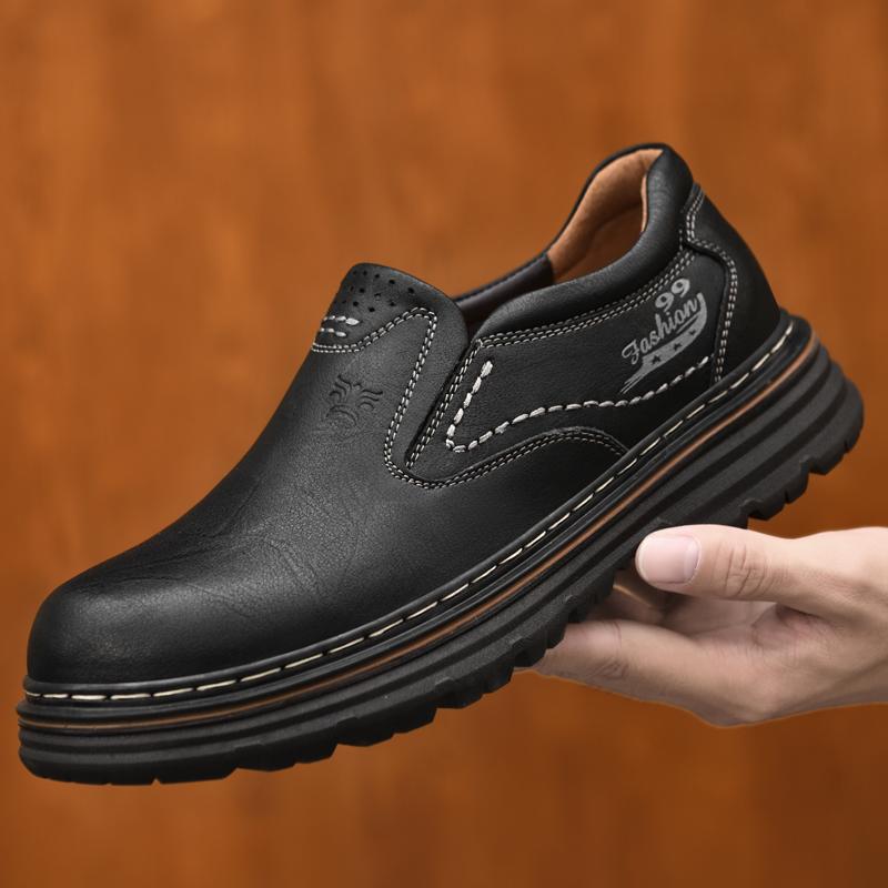 Fashion Fashion Thick Soled Loafers Wear Resistant Outdoor Oxford Shoes Casual Shoes Men British High Quality Outdoor Sport Work Shoes