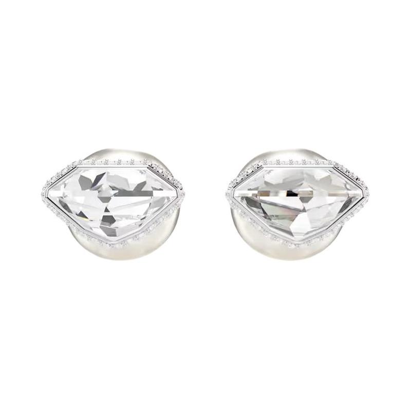 Swarovski Lucent Spherical Pavé Crystal Rhodium Plated Stud Earrings Women's Silver/White 5686483