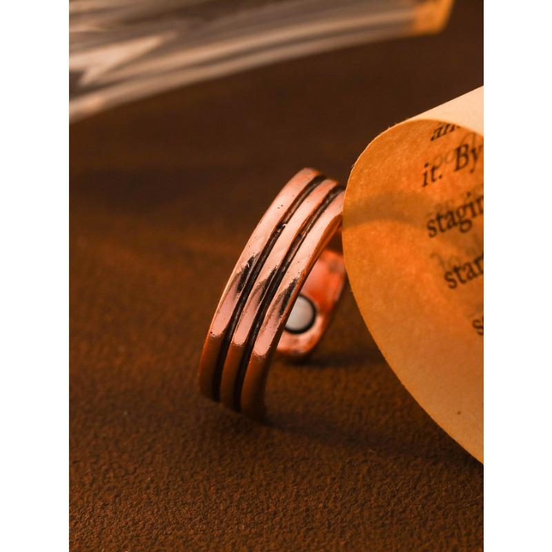 

Кольцо из красной меди с магнитом, в стиле ретро, модное, высококлассное, с гравированным узором, тотем, открытое J113-20